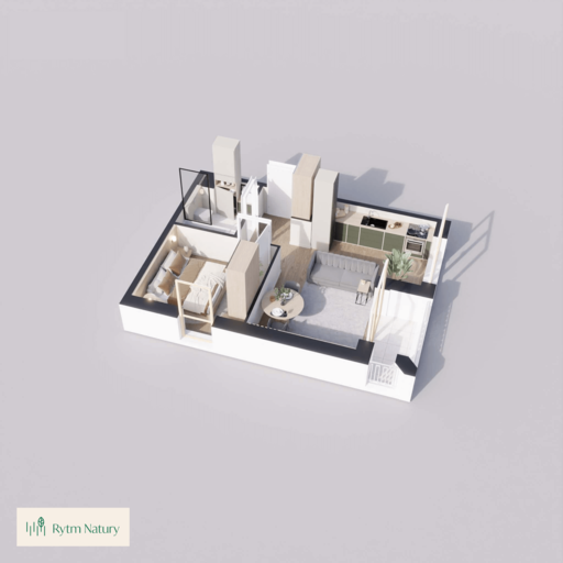 Wizualizacja dollhouse — mieszkanie B6M1