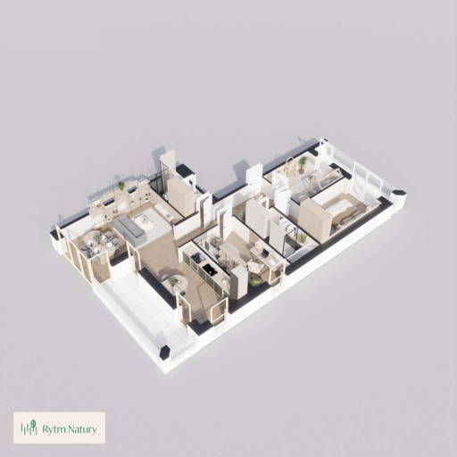 Wizualizacja dollhouse — mieszkanie B3M4