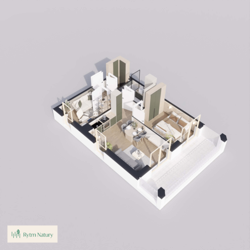 Wizualizacja dollhouse — mieszkanie B1M3