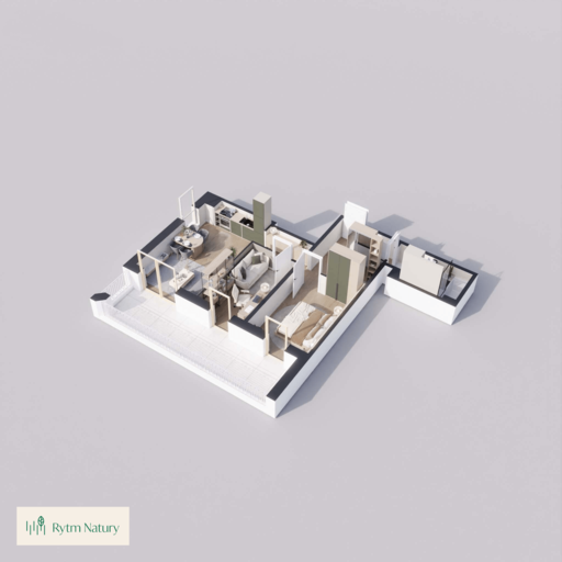 Wizualizacja dollhouse — mieszkanie B3M5