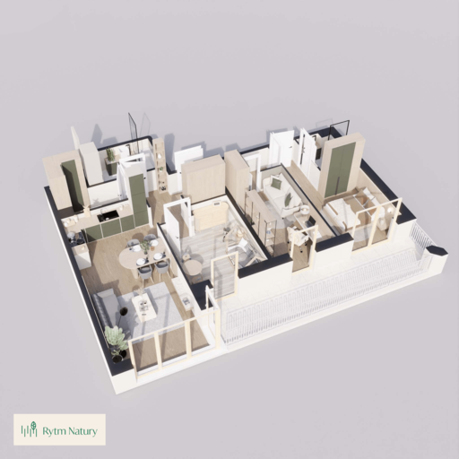 Wizualizacja dollhouse — mieszkanie B6M5